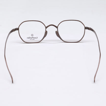 KameManNen KMN9917 Metal Octagon Damage Brown Glasses Size 47x21-145