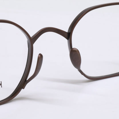 KameManNen KMN9917 Metal Octagon Damage Brown Glasses Size 47x21-145