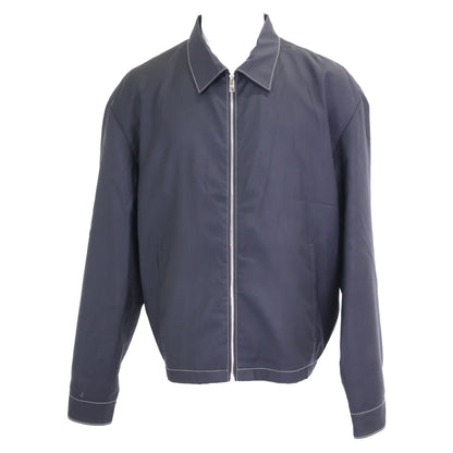 PRADA Black Back Triangle Wool Zip-Up Jacket Size L