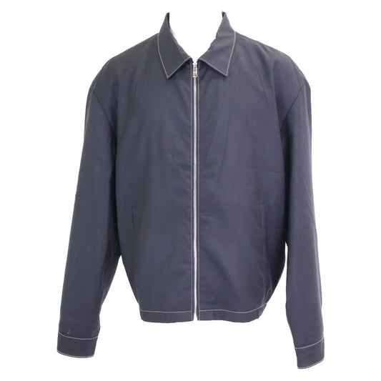 PRADA Black Back Triangle Wool Zip-Up Jacket Size L