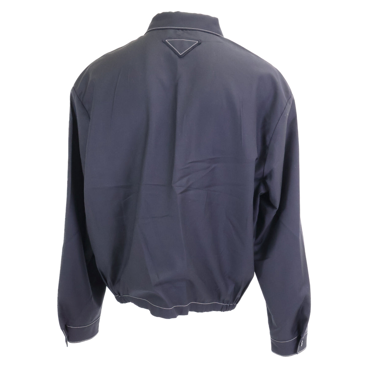 PRADA Black Back Triangle Wool Zip-Up Jacket Size L