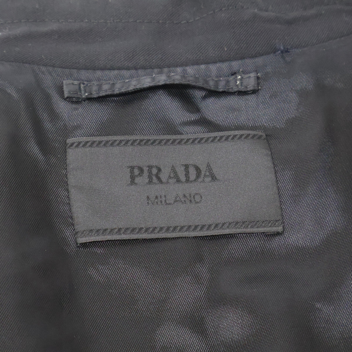 PRADA Black Back Triangle Wool Zip-Up Jacket Size L