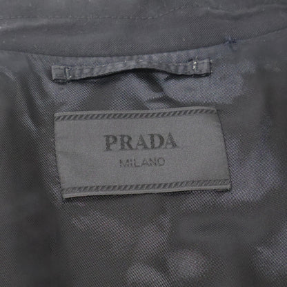 PRADA Black Back Triangle Wool Zip-Up Jacket Size L