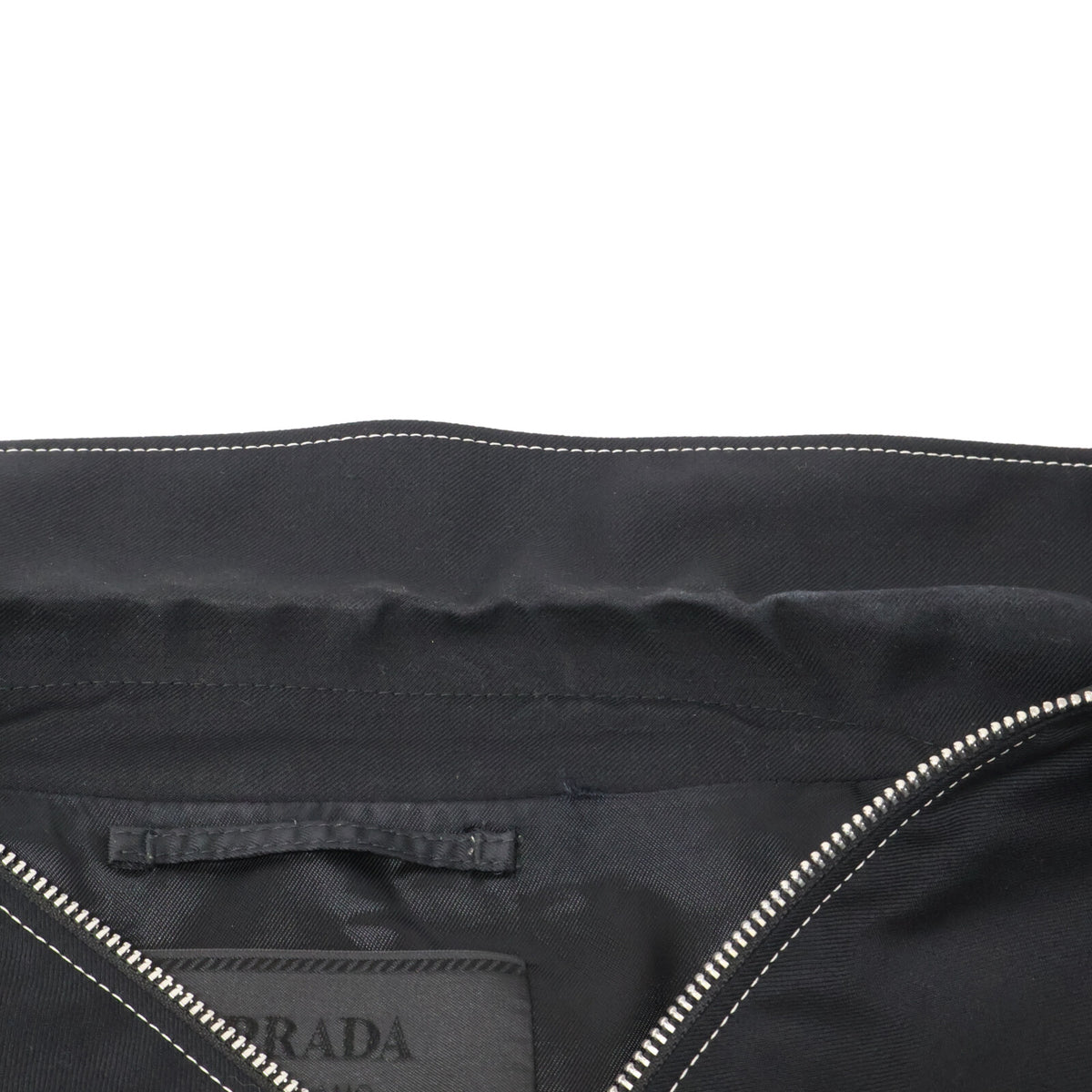 PRADA Black Back Triangle Wool Zip-Up Jacket Size L