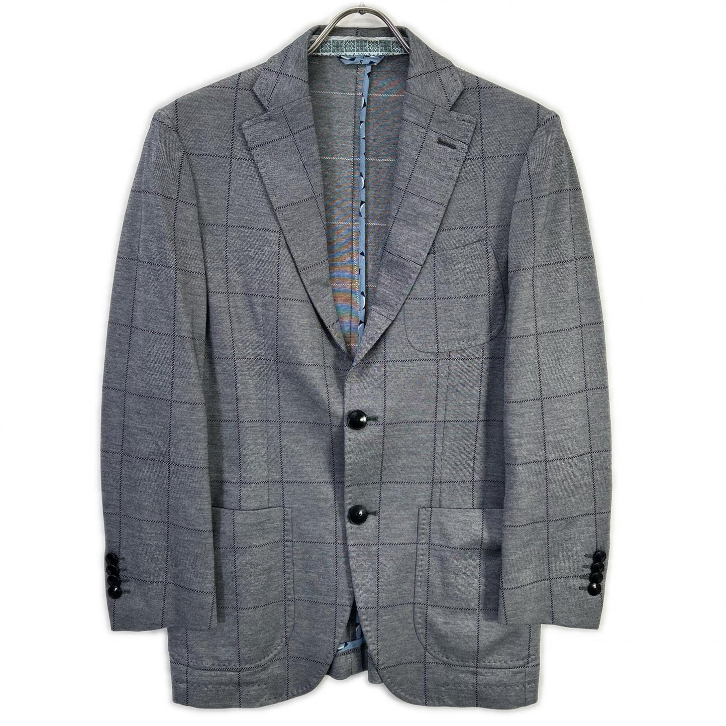 ETRO Nuovo Jersey Check 2B Blazer Gray Size 44