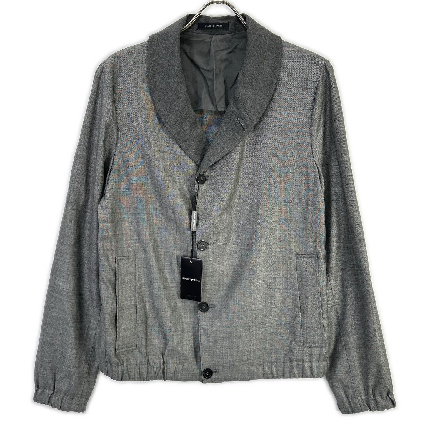 EMPORIOARMANI T1R520 Wool Silk Shawl Jacket Gray Size 46