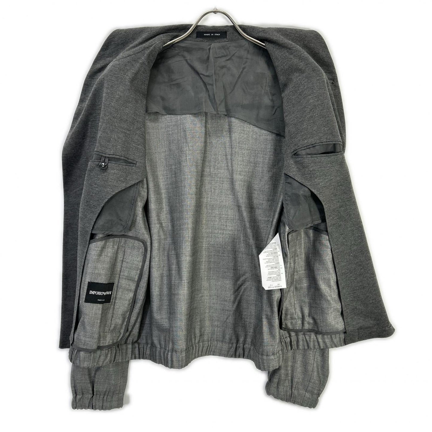 EMPORIOARMANI T1R520 Wool Silk Shawl Jacket Gray Size 46