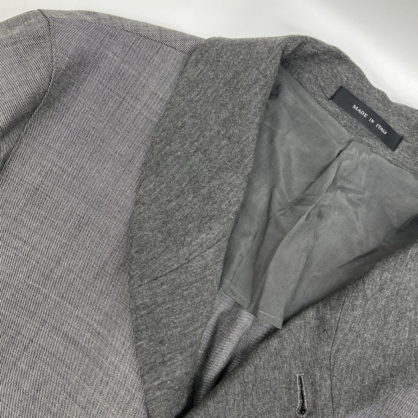 EMPORIOARMANI T1R520 Wool Silk Shawl Jacket Gray Size 46