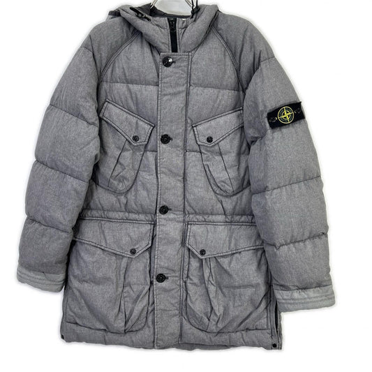 STONE ISLAND 14AW Hooded 4-Pocket Down Jacket Gray Size XL