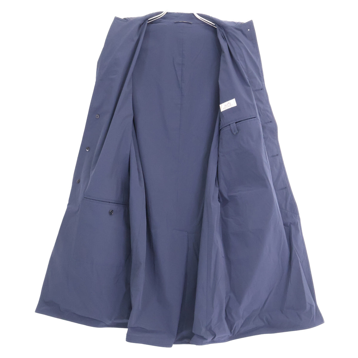 HERMES Navy Fly Front Chester Coat Size 48