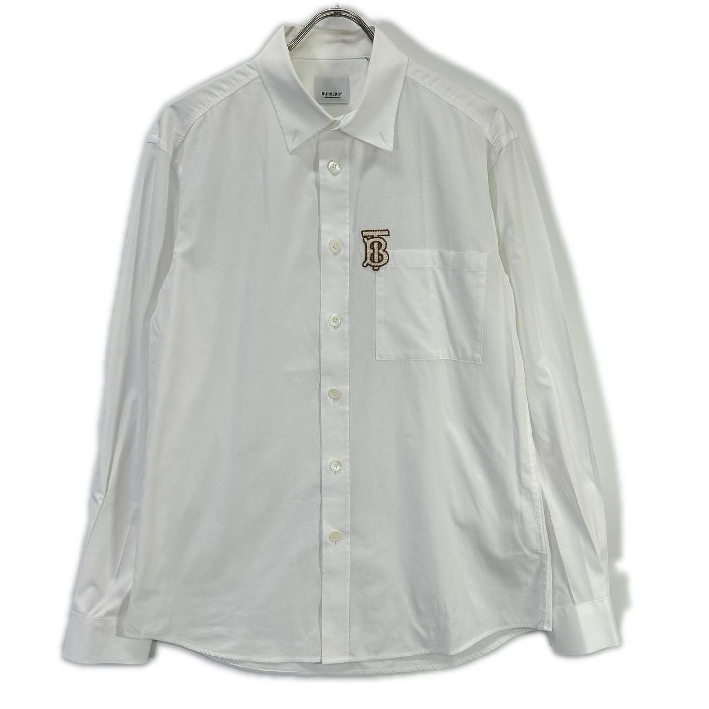 BURBERRY TB Monogram Cotton Button Down Shirt White Size M