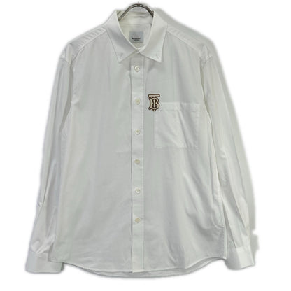 BURBERRY TB Monogram Cotton Button Down Shirt White Size M
