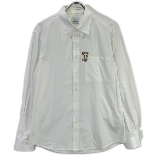 BURBERRY TB Monogram Cotton Button Down Shirt White Size M