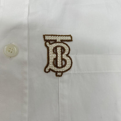 BURBERRY TB Monogram Cotton Button Down Shirt White Size M