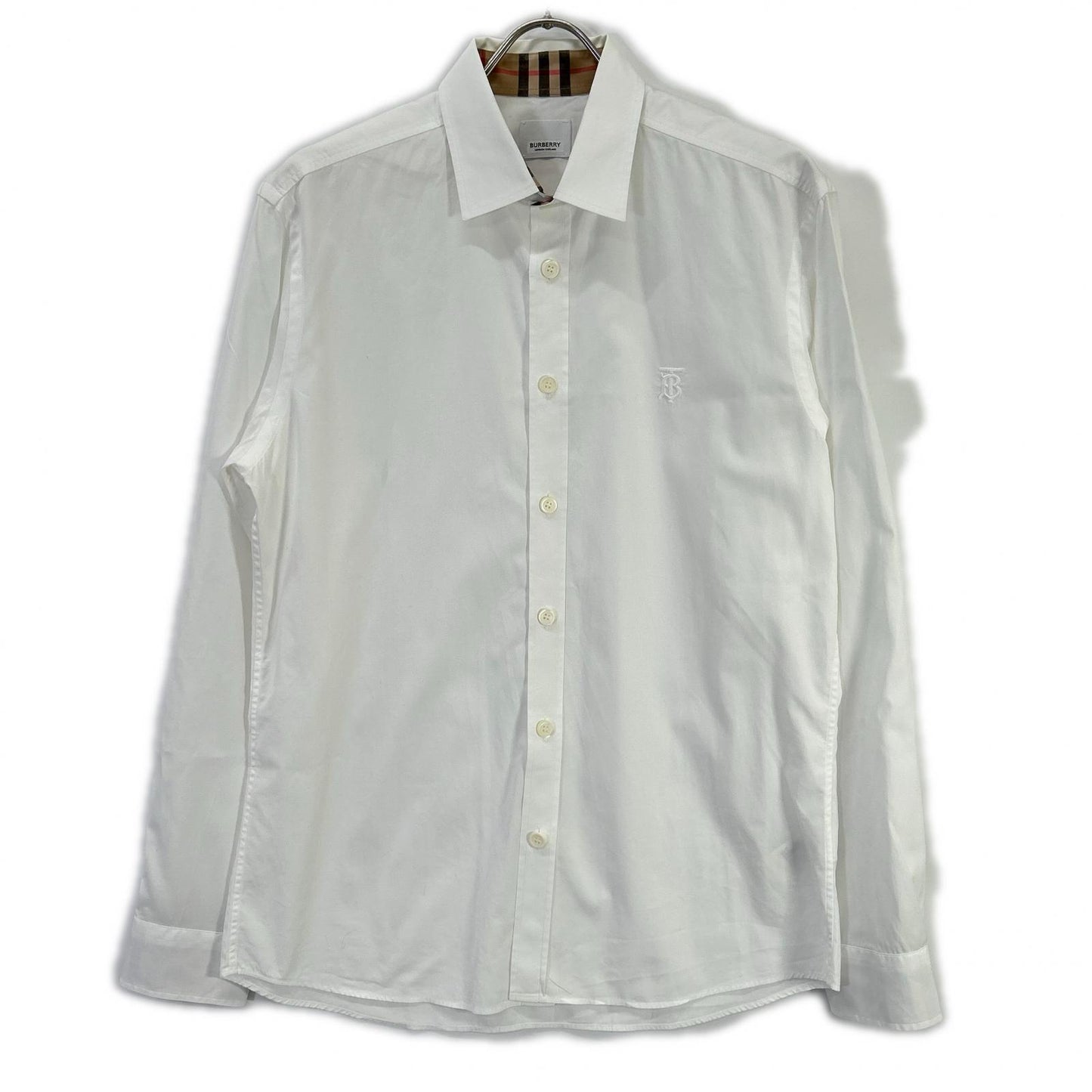 BURBERRY TB Monogram Vintage Check Poplin Shirt White Size M