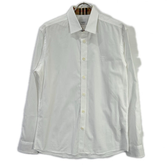 BURBERRY TB Monogram Vintage Check Poplin Shirt White Size M