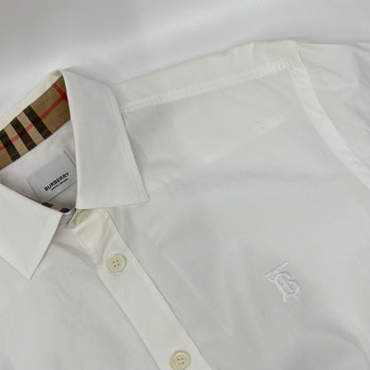 BURBERRY TB Monogram Vintage Check Poplin Shirt White Size M