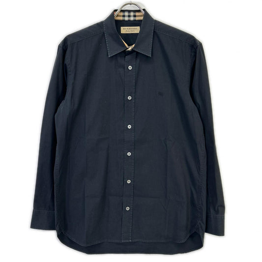 BURBERRY Logo Embroidered Vintage Check Shirt Black Size M