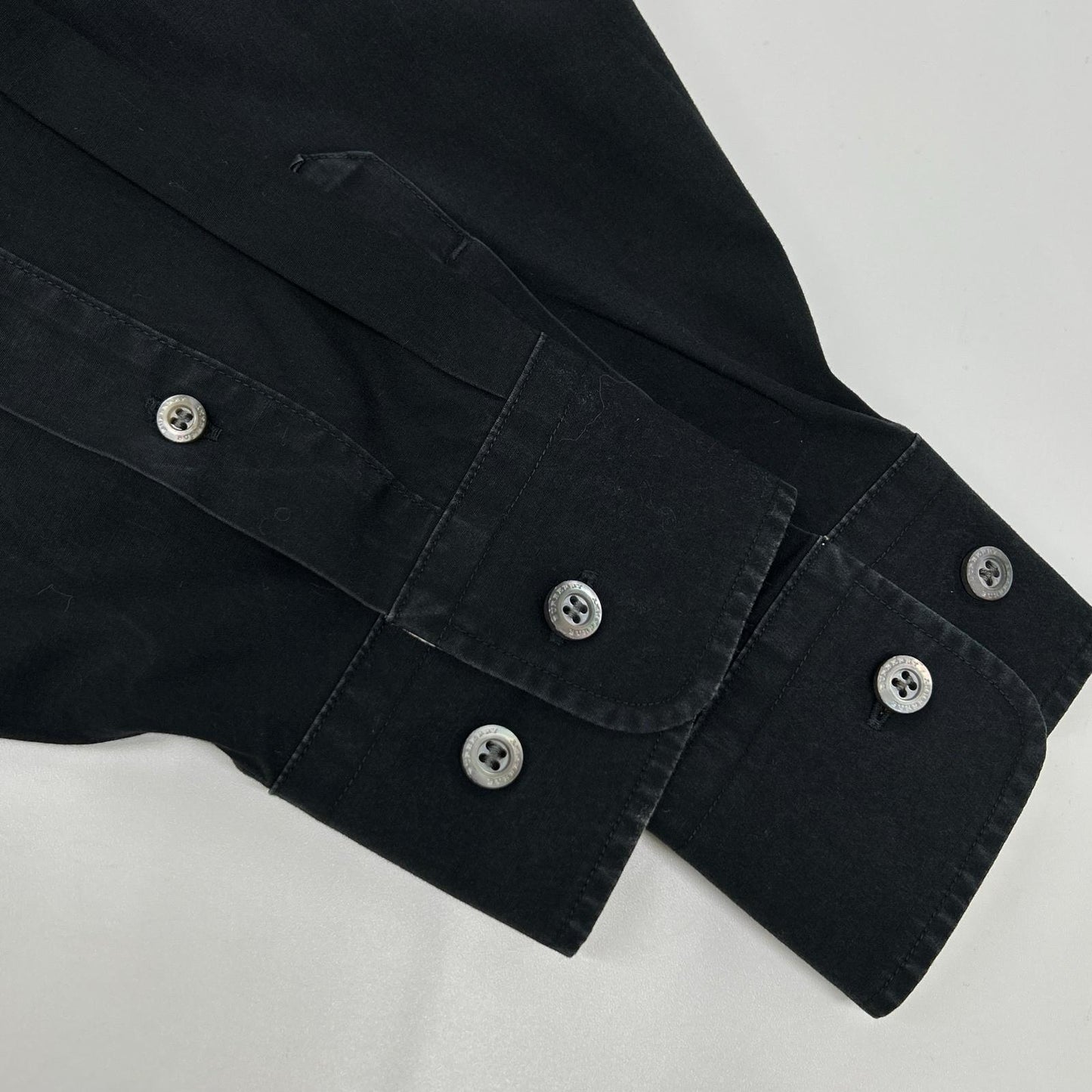 BURBERRY Logo Embroidered Vintage Check Shirt Black Size M