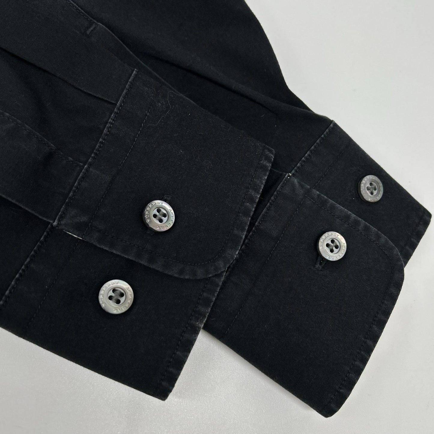 BURBERRY Logo Embroidered Vintage Check Shirt Black Size M