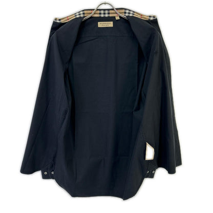 BURBERRY Logo Embroidered Vintage Check Shirt Black Size M