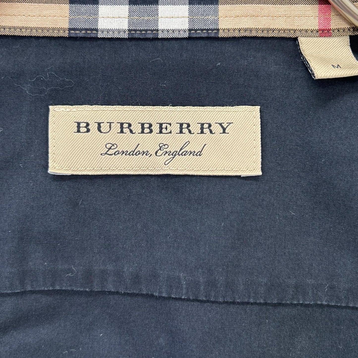 BURBERRY Logo Embroidered Vintage Check Shirt Black Size M