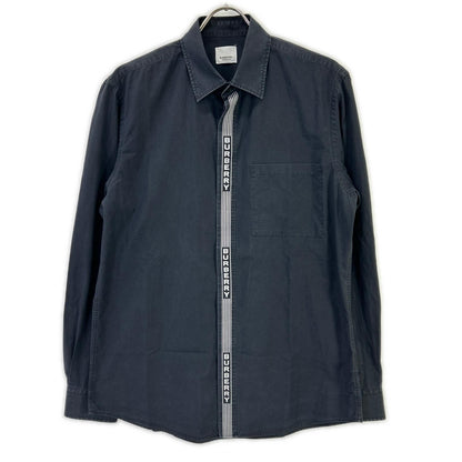 BURBERRY Stripe Logo Line Cotton Shirt Black Size M