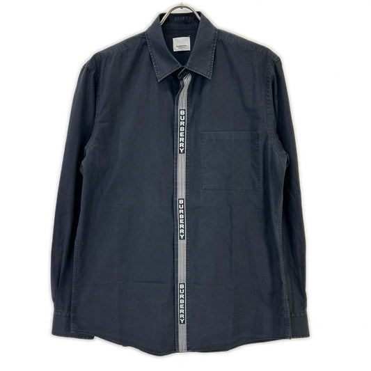 BURBERRY Stripe Logo Line Cotton Shirt Black Size M