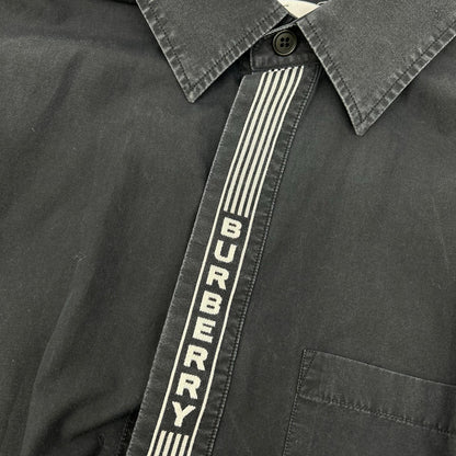 BURBERRY Stripe Logo Line Cotton Shirt Black Size M