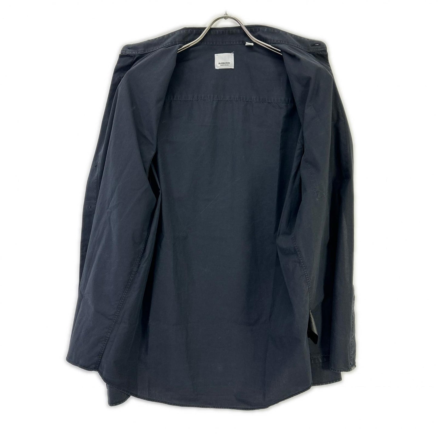 BURBERRY Stripe Logo Line Cotton Shirt Black Size M