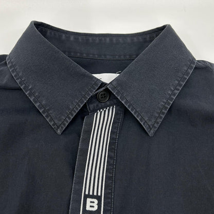 BURBERRY Stripe Logo Line Cotton Shirt Black Size M