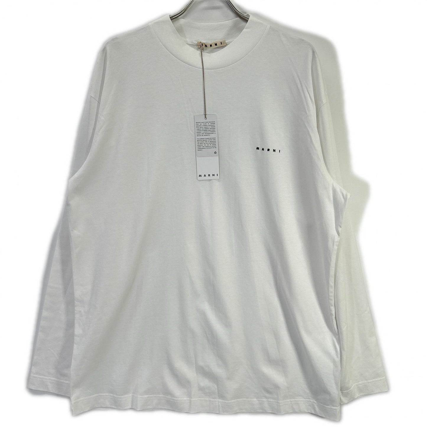 MARNI Logo Embroidered Mock Neck Long Top White Size 48