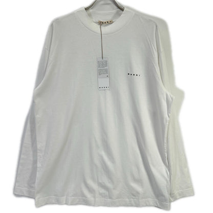 MARNI Logo Embroidered Mock Neck Long Top White Size 48