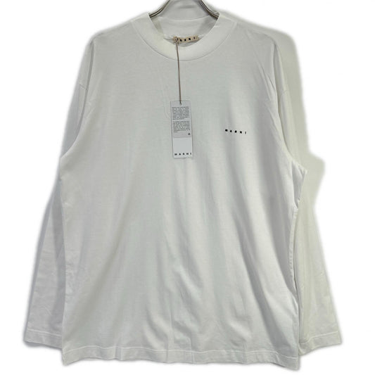 MARNI Logo Embroidered Mock Neck Long Top White Size 48