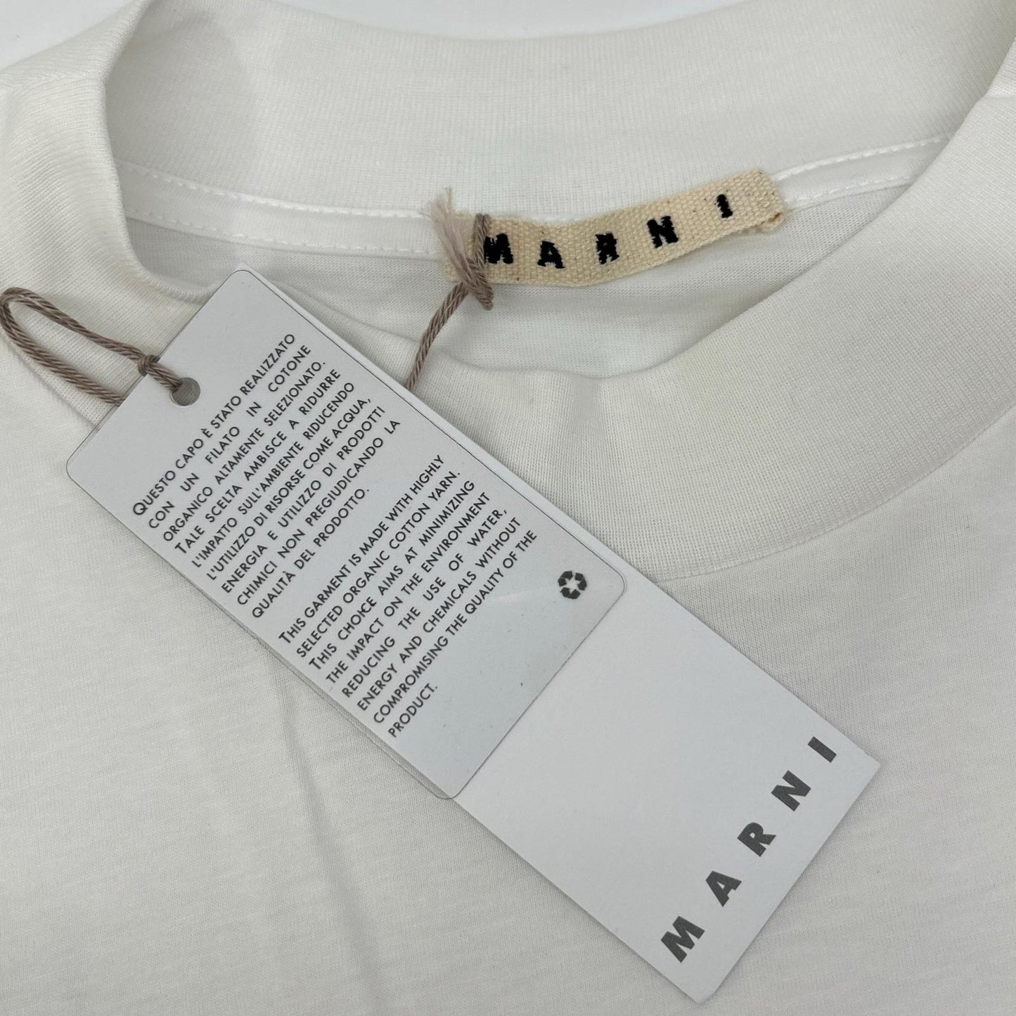 MARNI Logo Embroidered Mock Neck Long Top White Size 48