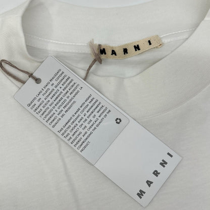 MARNI Logo Embroidered Mock Neck Long Top White Size 48