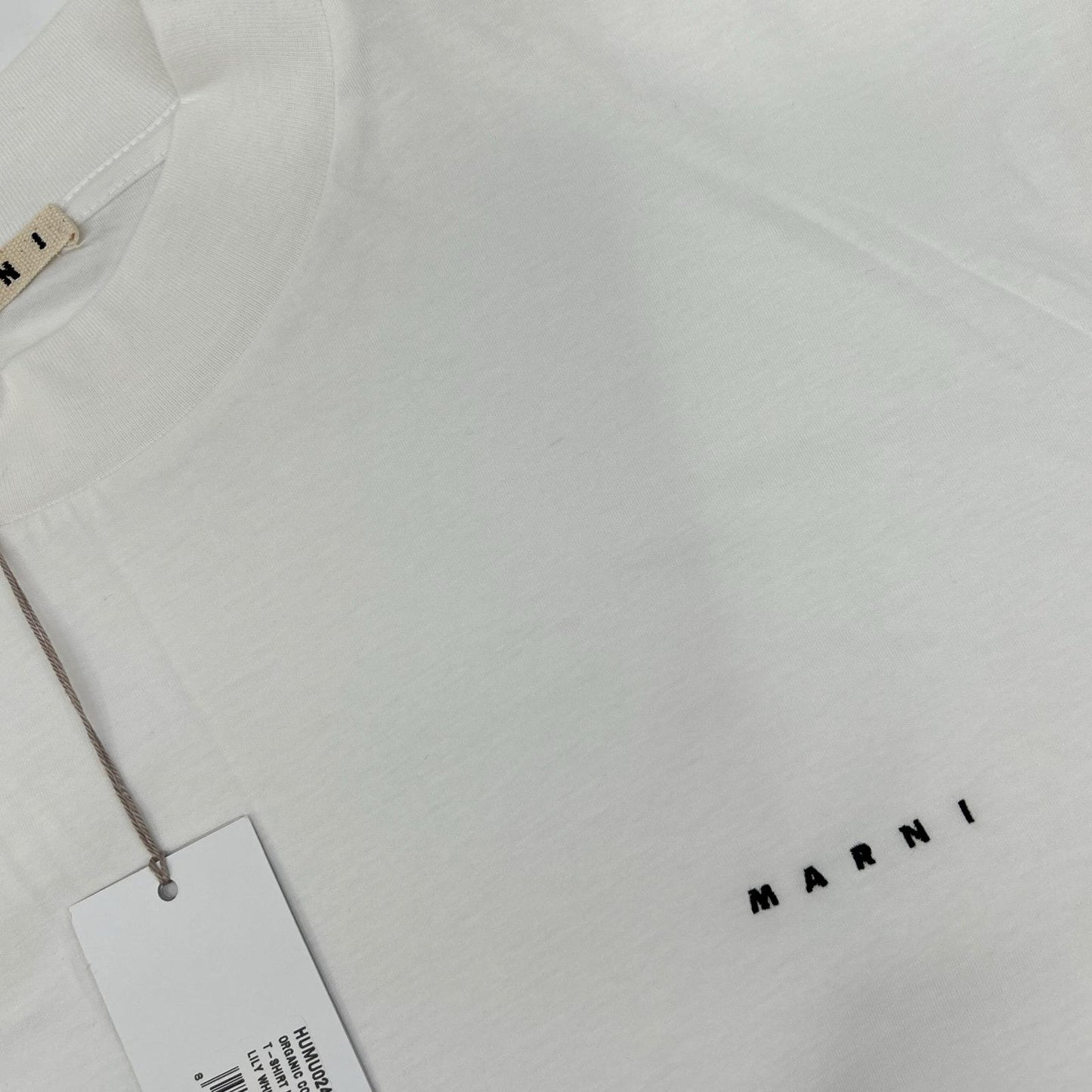 MARNI Logo Embroidered Mock Neck Long Top White Size 48