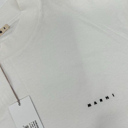 MARNI Logo Embroidered Mock Neck Long Top White Size 48