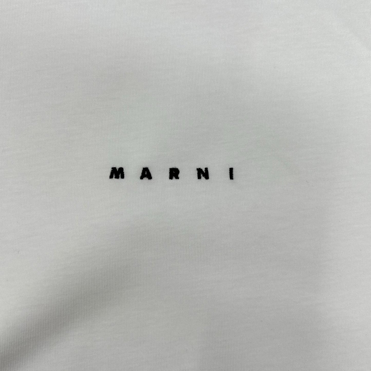 MARNI Logo Embroidered Mock Neck Long Top White Size 48