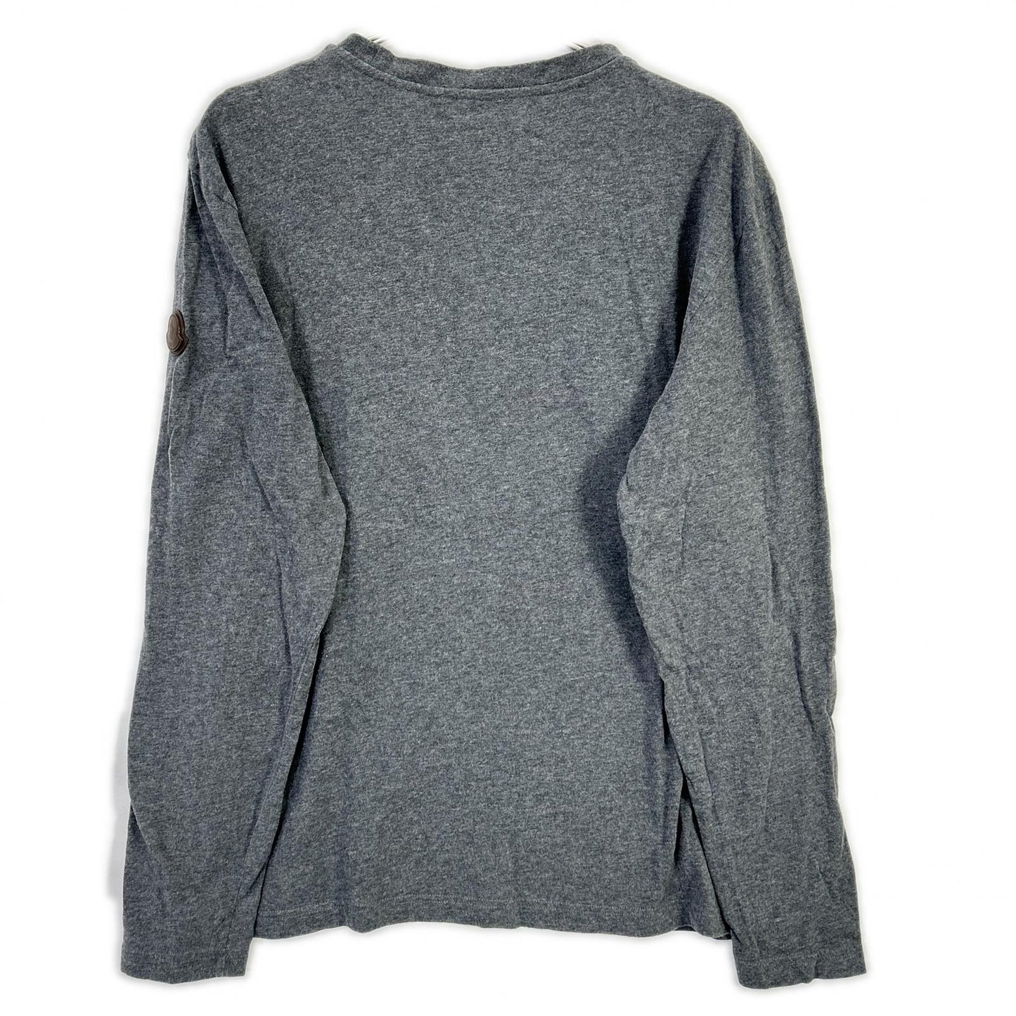 MONCLER Leather Patch Logo Print Long T-Shirt Gray Size L