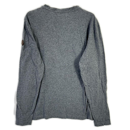 MONCLER Leather Patch Logo Print Long T-Shirt Gray Size L