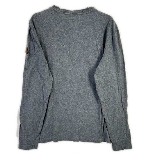 MONCLER Leather Patch Logo Print Long T-Shirt Gray Size L