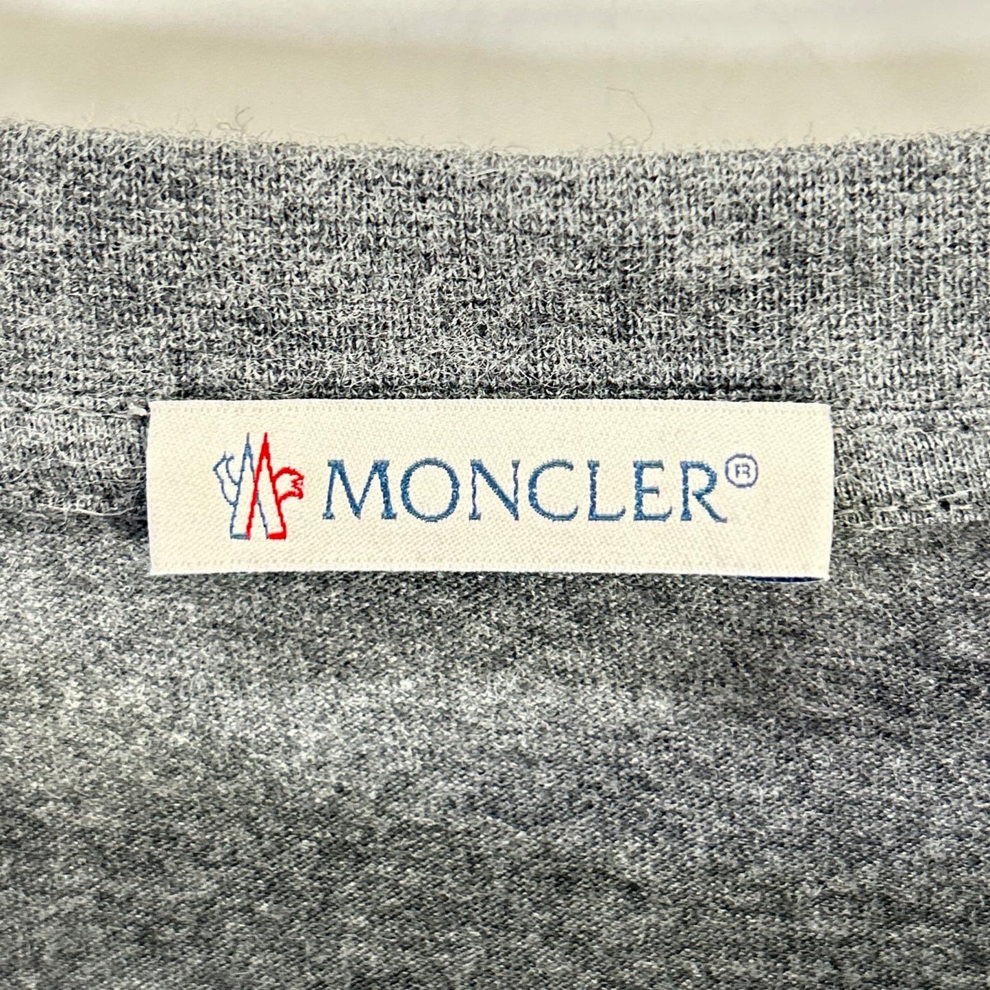 MONCLER Leather Patch Logo Print Long T-Shirt Gray Size L