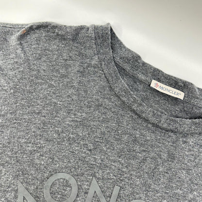MONCLER Leather Patch Logo Print Long T-Shirt Gray Size L