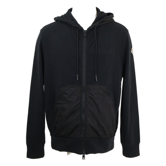 MONCLER BORN TO PROTECT Cotton Nylon Zip Hoodie Black Size L