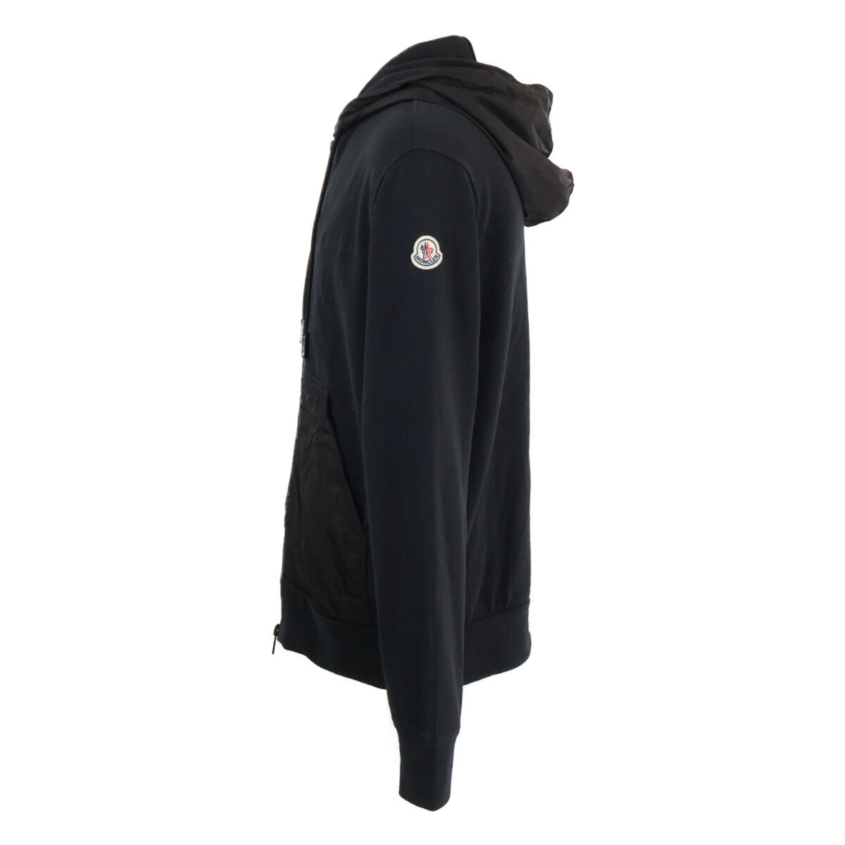MONCLER BORN TO PROTECT Cotton Nylon Zip Hoodie Black Size L