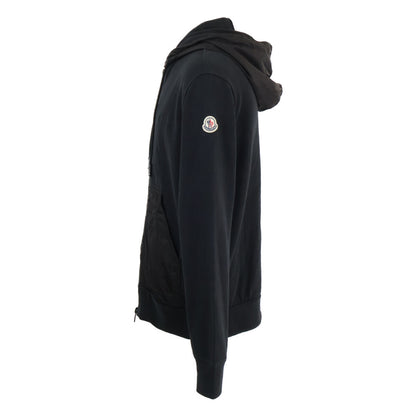 MONCLER BORN TO PROTECT Cotton Nylon Zip Hoodie Black Size L