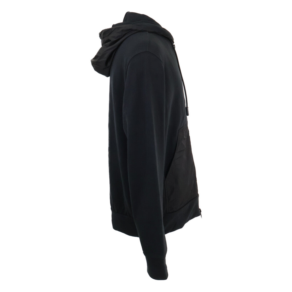MONCLER BORN TO PROTECT Cotton Nylon Zip Hoodie Black Size L