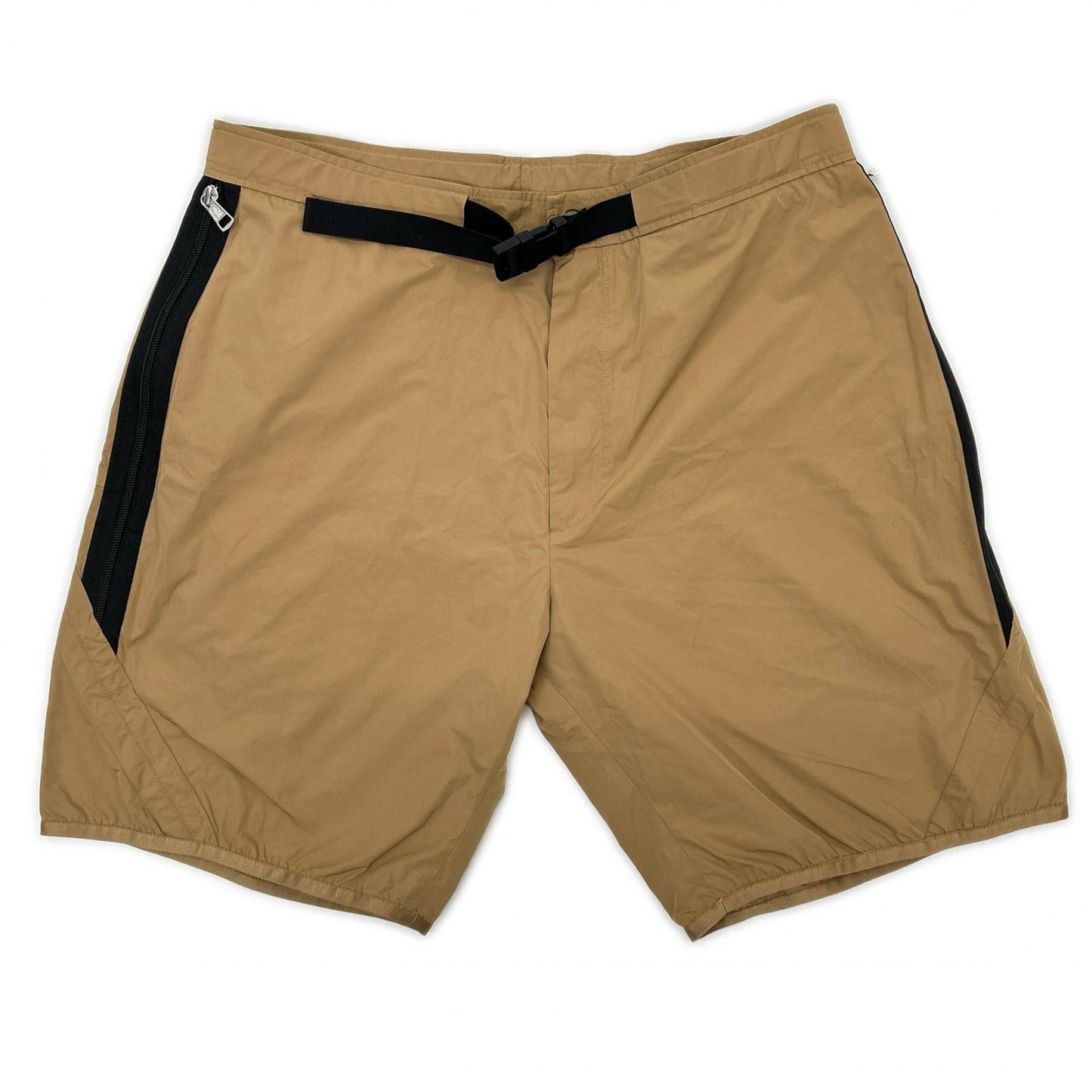 MONCLER Bermuda Nylon Rubber Logo Side Shorts Beige Pants Size 48