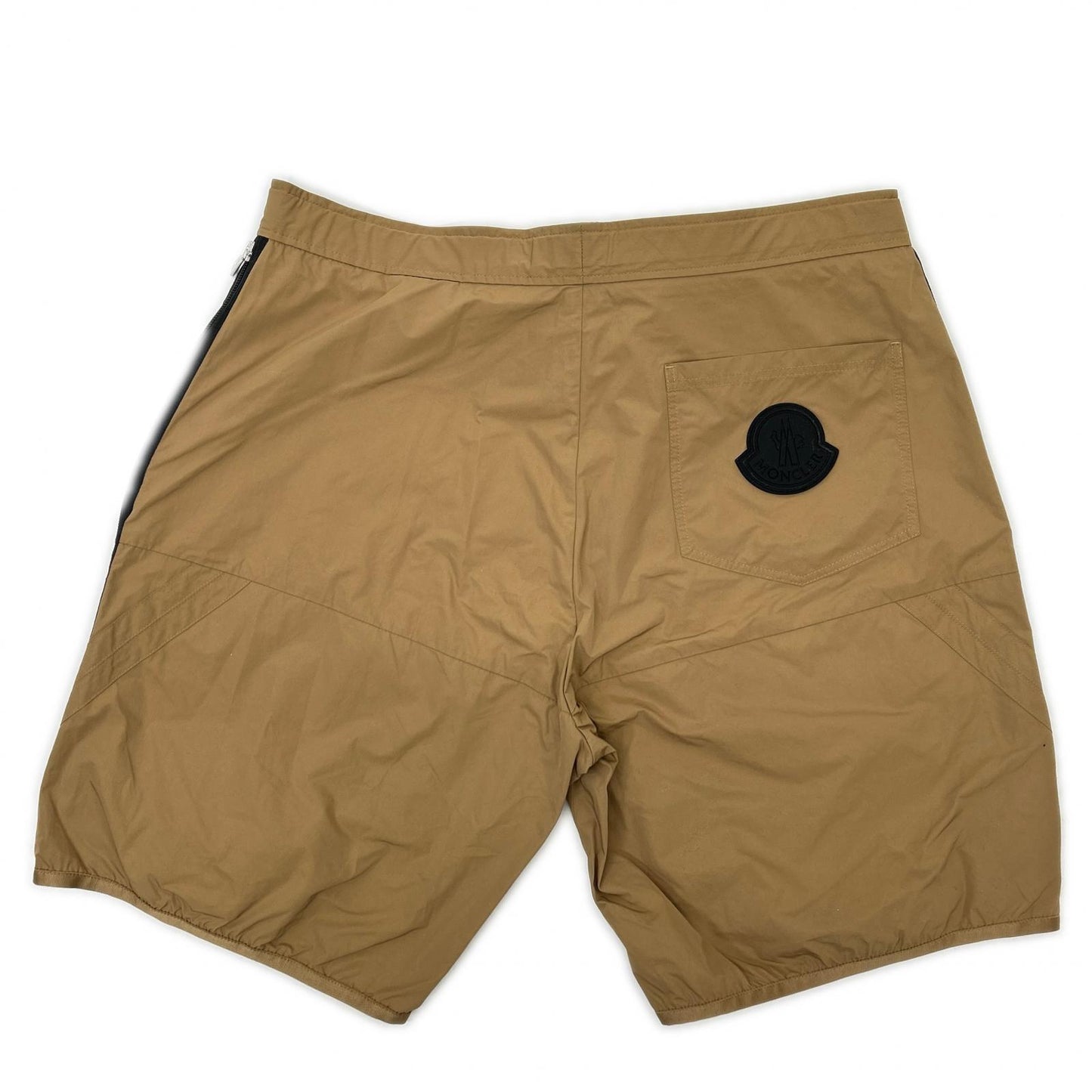 MONCLER Bermuda Nylon Rubber Logo Side Shorts Beige Pants Size 48